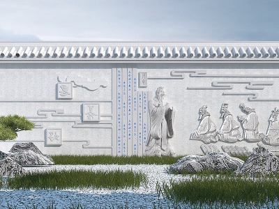 中式浮雕墙模型3d模型