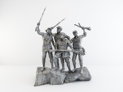 红军革命石雕塑装饰摆件3d模型