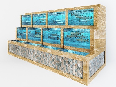海鲜排挡鱼缸3d模型