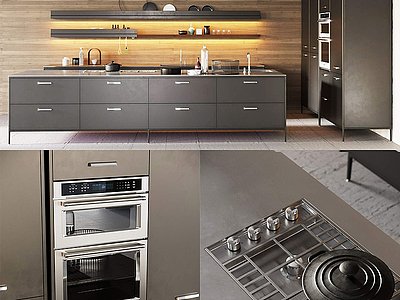 3d现代厨房橱柜操作台模型