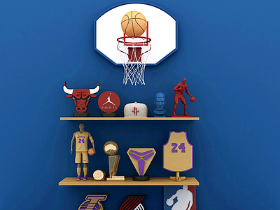 现代NBA篮球摆件模型3d模型