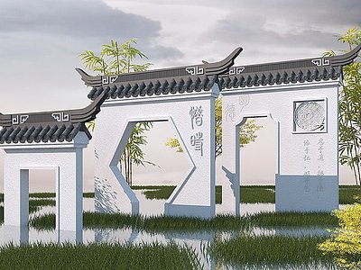 中式景墙模型3d模型