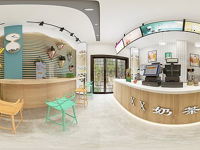 奶茶店大厅3d模型