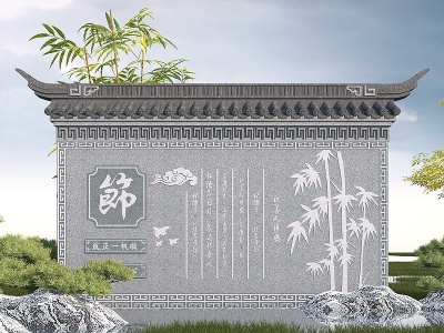 中式文化浮雕墙模型3d模型