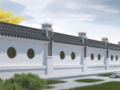 3d中式围墙模型