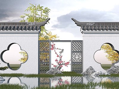 中式景墙模型3d模型