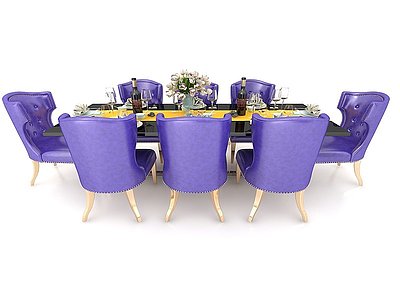 8人餐桌模型3d模型