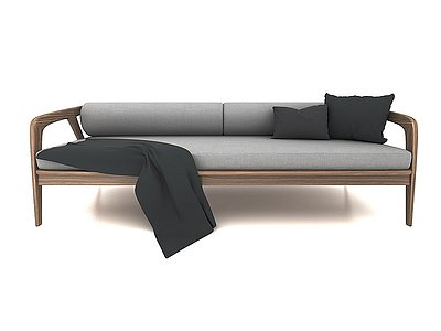 3d新中式多人沙发模型