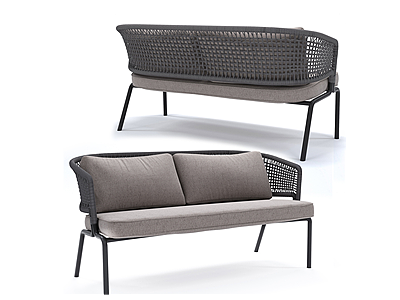 现代双人休闲沙发模型3d模型