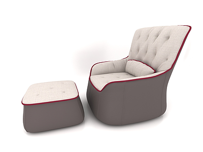 单人沙发沙发凳模型3d模型
