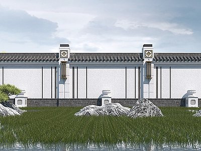 中式围墙模型3d模型