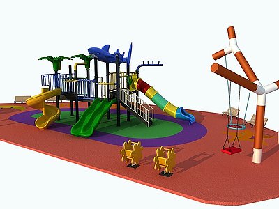 儿童乐园滑梯摇马秋千模型3d模型