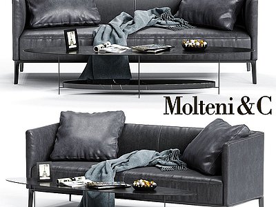 北欧双人皮革沙发模型3d模型