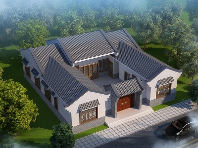 中式别墅外观模型3d模型