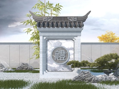中式照壁模型3d模型