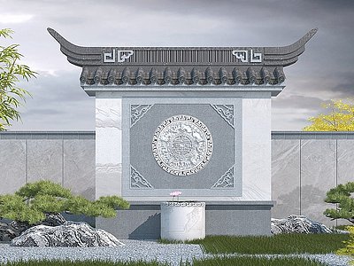 新中式照壁模型3d模型
