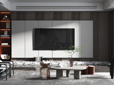现代轻奢风格客厅餐厅模型3d模型