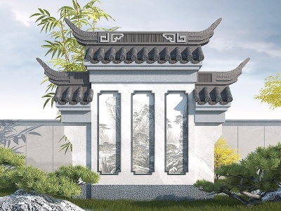 中式照壁模型3d模型