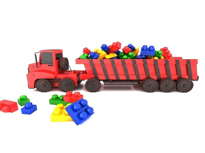 3d儿童玩具玩具车积木模型