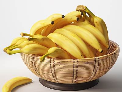 现代香蕉水果篮子模型