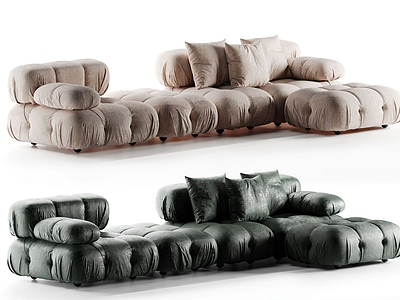 现代绒布转角沙发模型
