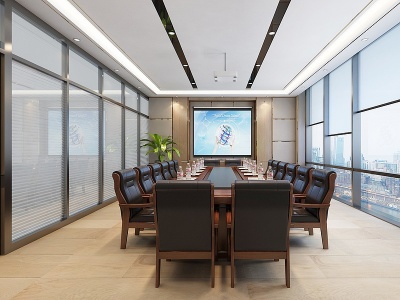 3d现代中式会议室模型