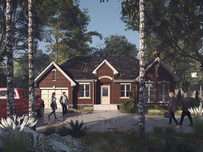 3d树林欧式别墅模型