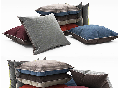 3d现代抱枕组合模型