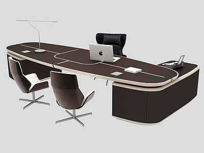 创意中式办公桌模型