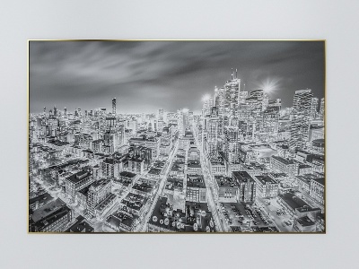 3d黑白城市画模型