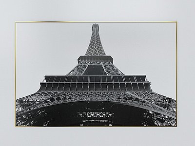 黑白埃菲尔铁塔装饰画3d模型