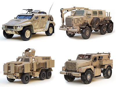 C4D現代裝甲車越野車軍車模型模型