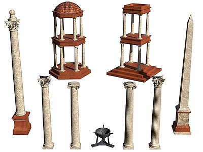 欧式罗马柱凉亭模型