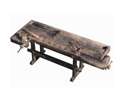 3d现代复古木工桌模型