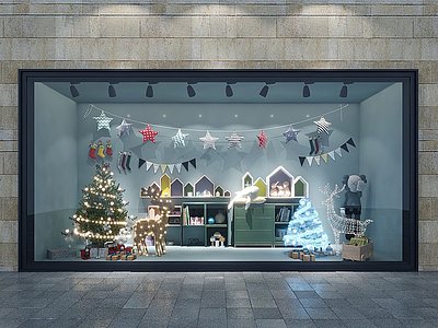 3d圣诞橱窗模型