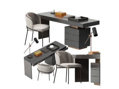 Minotti现代书桌椅组合模型3d模型