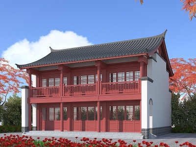 3d中式建筑模型