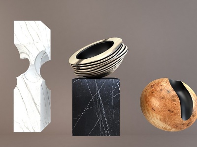 现代抽象石头雕塑装饰摆件3d模型