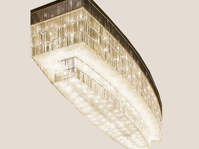 3d现代大堂奢华水晶吸顶吊灯模型