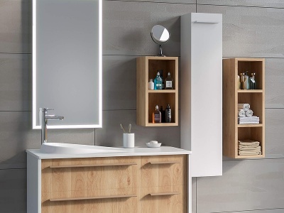 3d现代浴室柜镜子模型