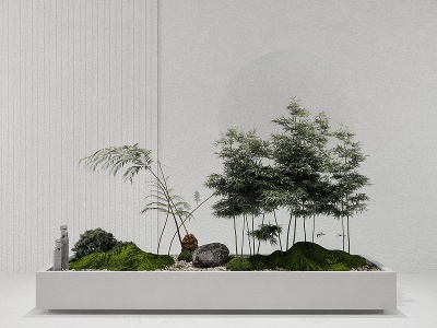 新中式盆栽景观模型