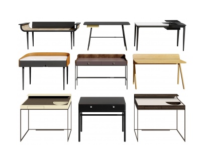 3d北欧轻奢书桌写字桌模型