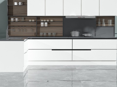 3d白色厨房柜子模型