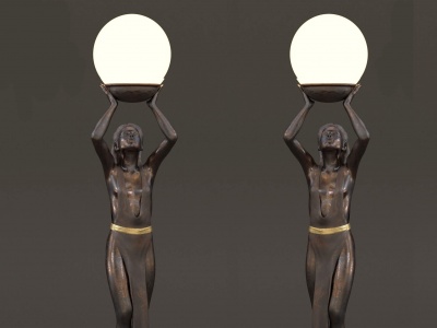 3d现代古铜人物举头台灯模型