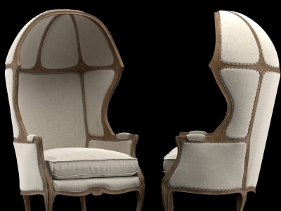 美式高背椅休闲椅模型3d模型