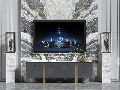 3d现代电视墙模型