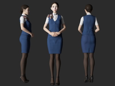 3d空姐服务员美女人物模型