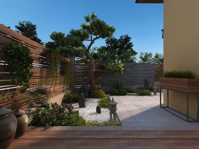 新中式庭院花园模型3d模型