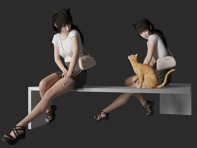 3d擼貓美女人物模型