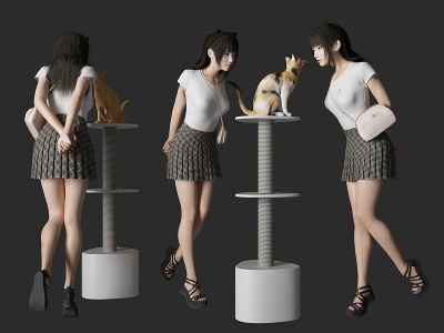 3d擼貓美女人物模型
